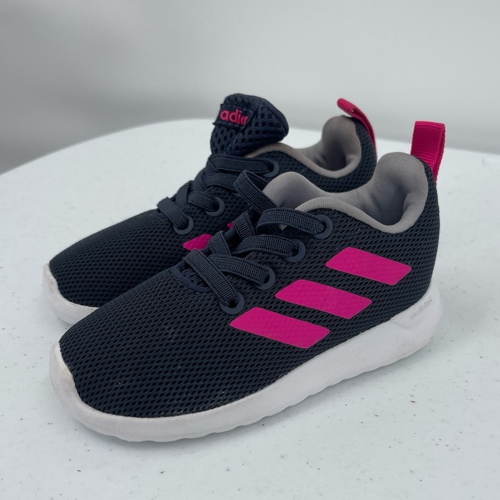 Adidas lite racer navy pink sneaker athletic tennis shoes